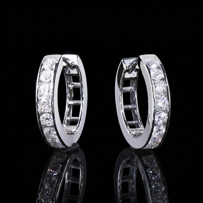 Moissanite Hoop Earrings in S925 Sterling Silver