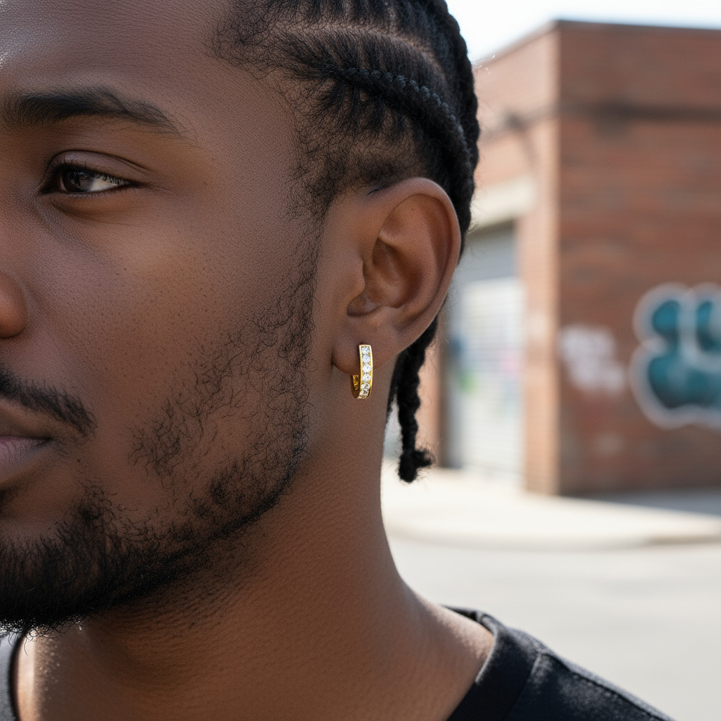 Moissanite Hoop Earrings in S925 Sterling Silver-18K Yellow Gold Plated