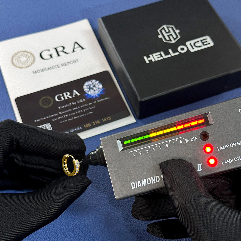 Moissanite Hoop Earrings in S925 Sterling Silver-18K Yellow Gold Plated