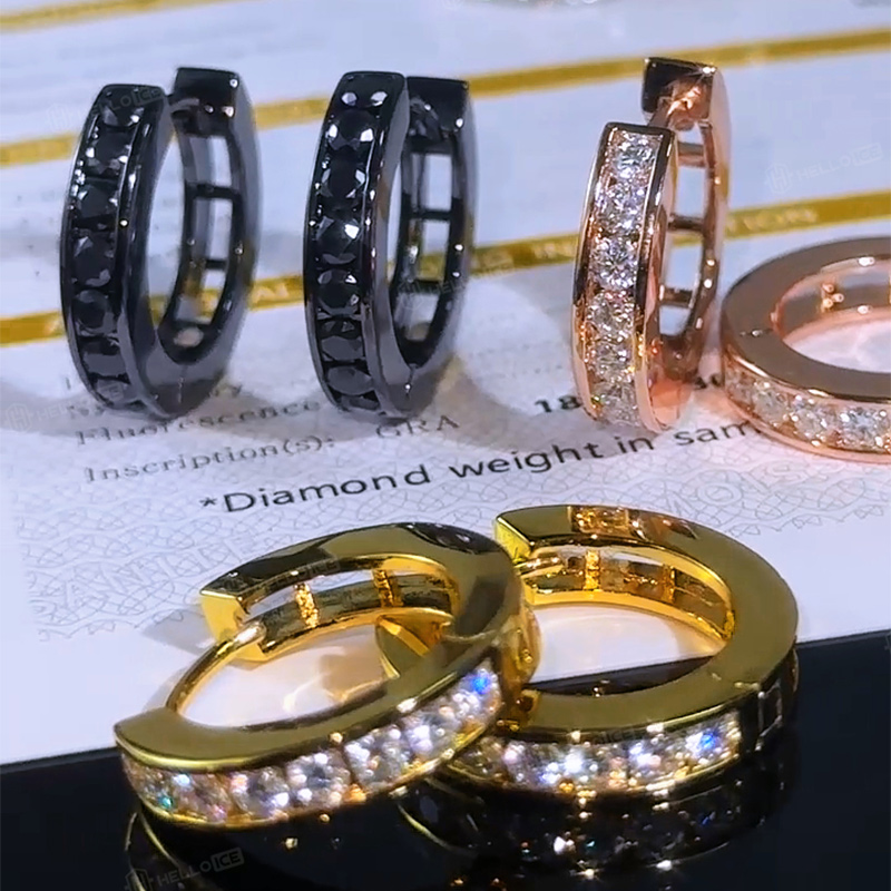 Moissanite Hoop Earrings in S925 Sterling Silver-18K Yellow Gold Plated