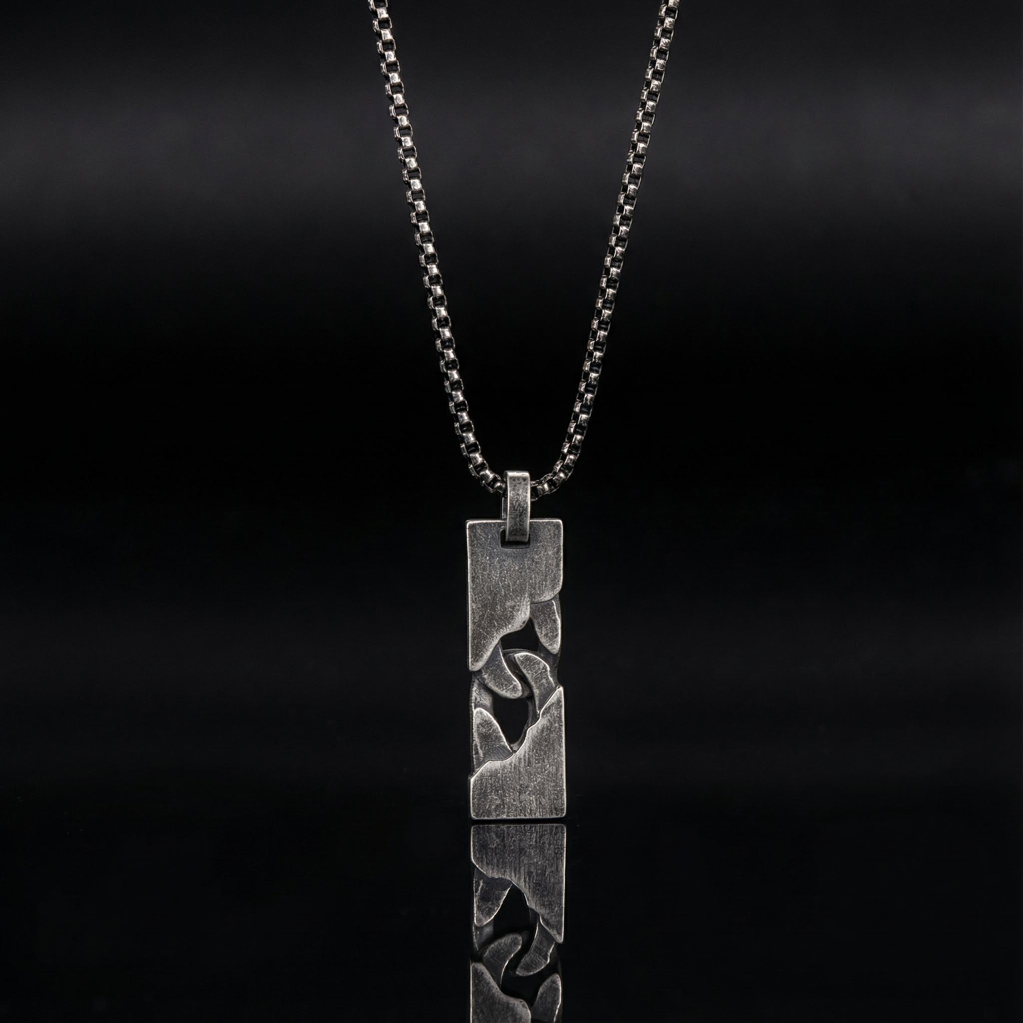 Vintage Silver Stainless Steel Dog Tag Pendant Necklace