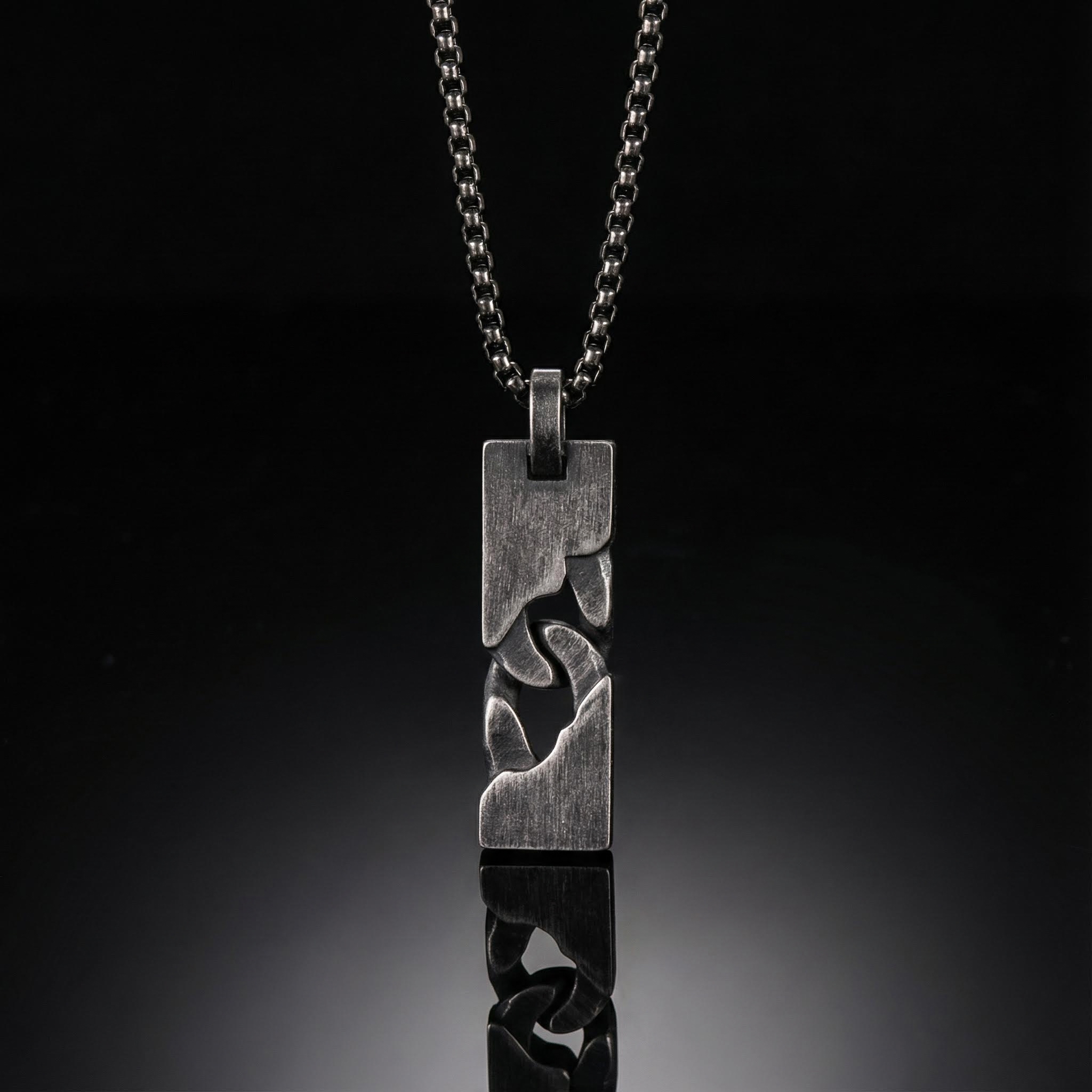 Vintage Silver Stainless Steel Dog Tag Pendant Necklace