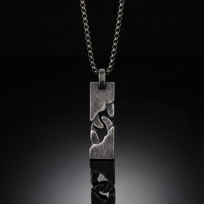 Vintage Silver Stainless Steel Dog Tag Pendant Necklace