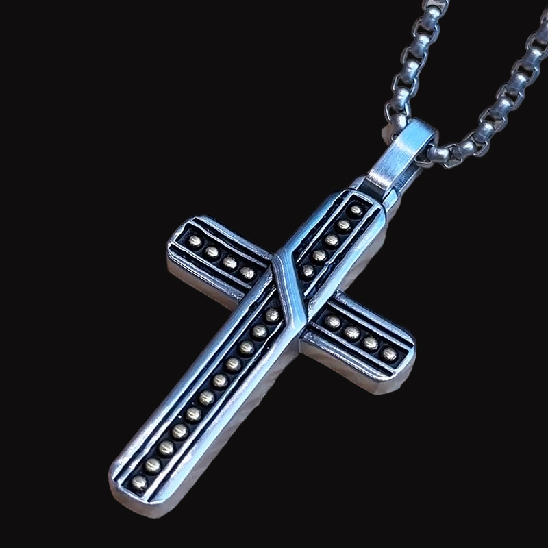 Stainless Steel Polka Dots Cross Pendant