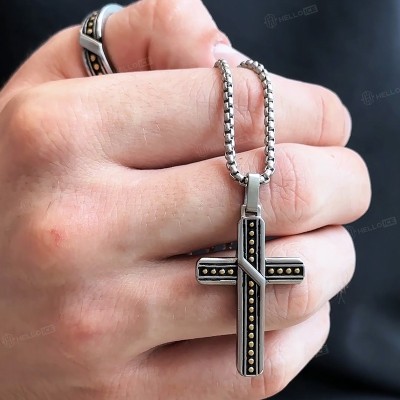 Stainless Steel Polka Dots Cross Pendant