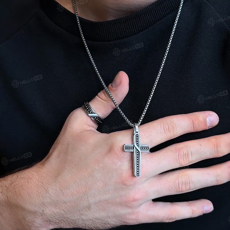 Stainless Steel Polka Dots Cross Pendant