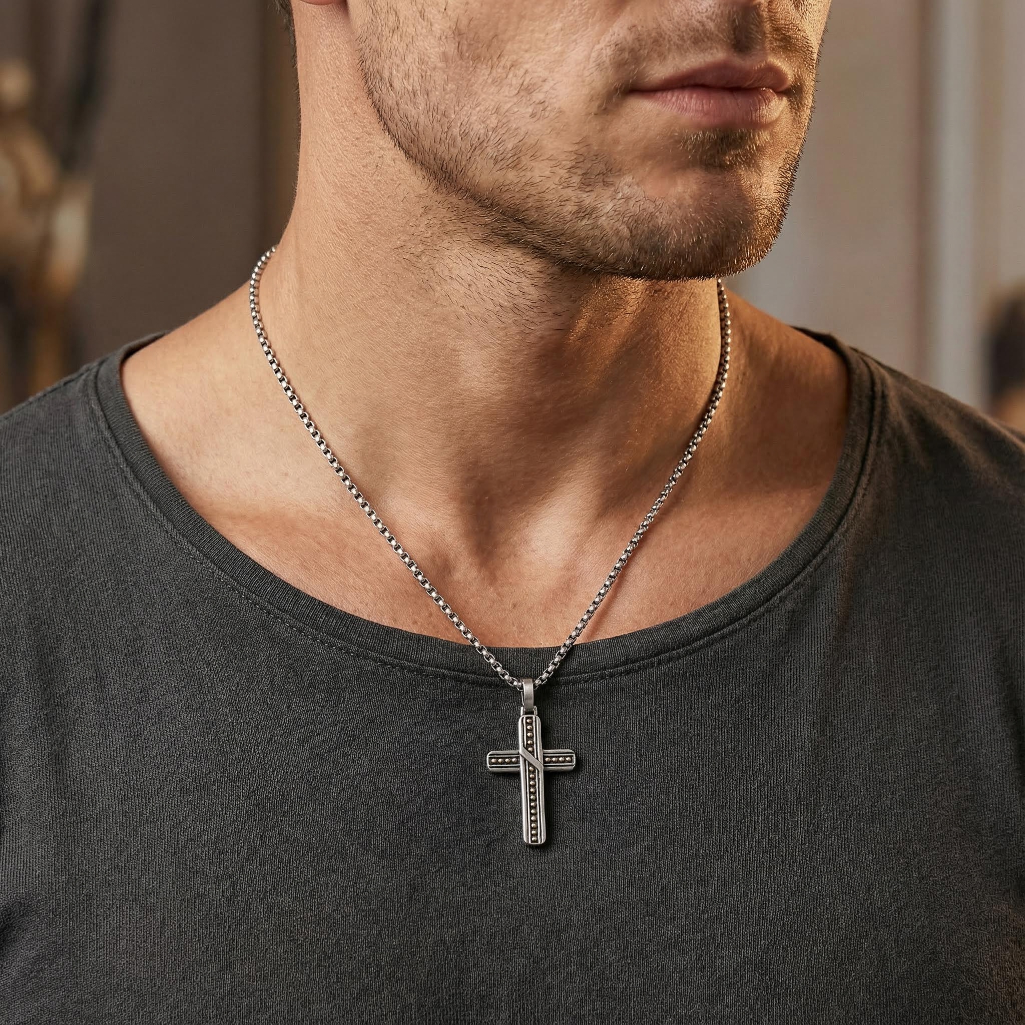 Stainless Steel Polka Dots Cross Pendant Stainless Steel Polka Dots Cross Pendant