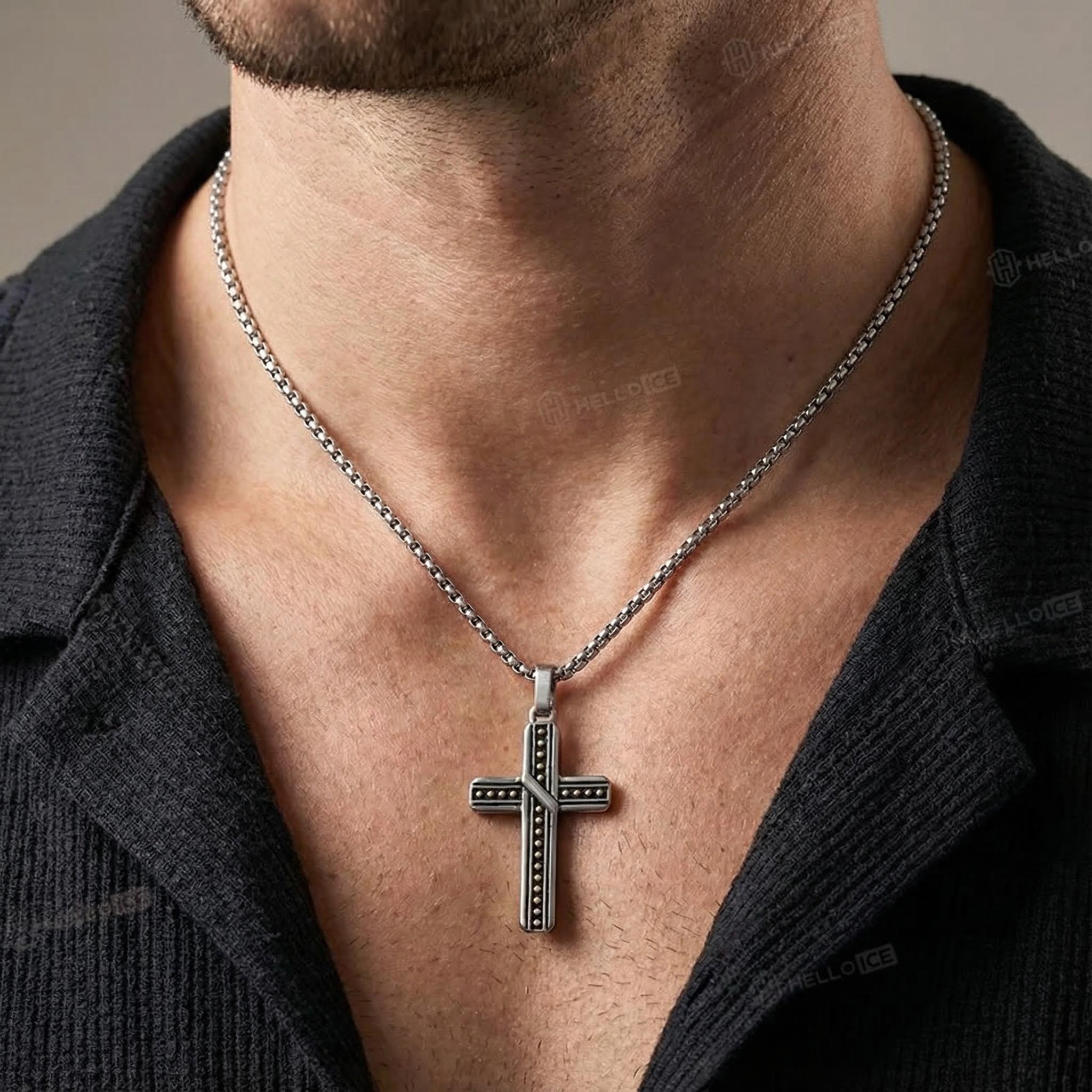 Stainless Steel Polka Dots Cross Pendant Stainless Steel Polka Dots Cross Pendant