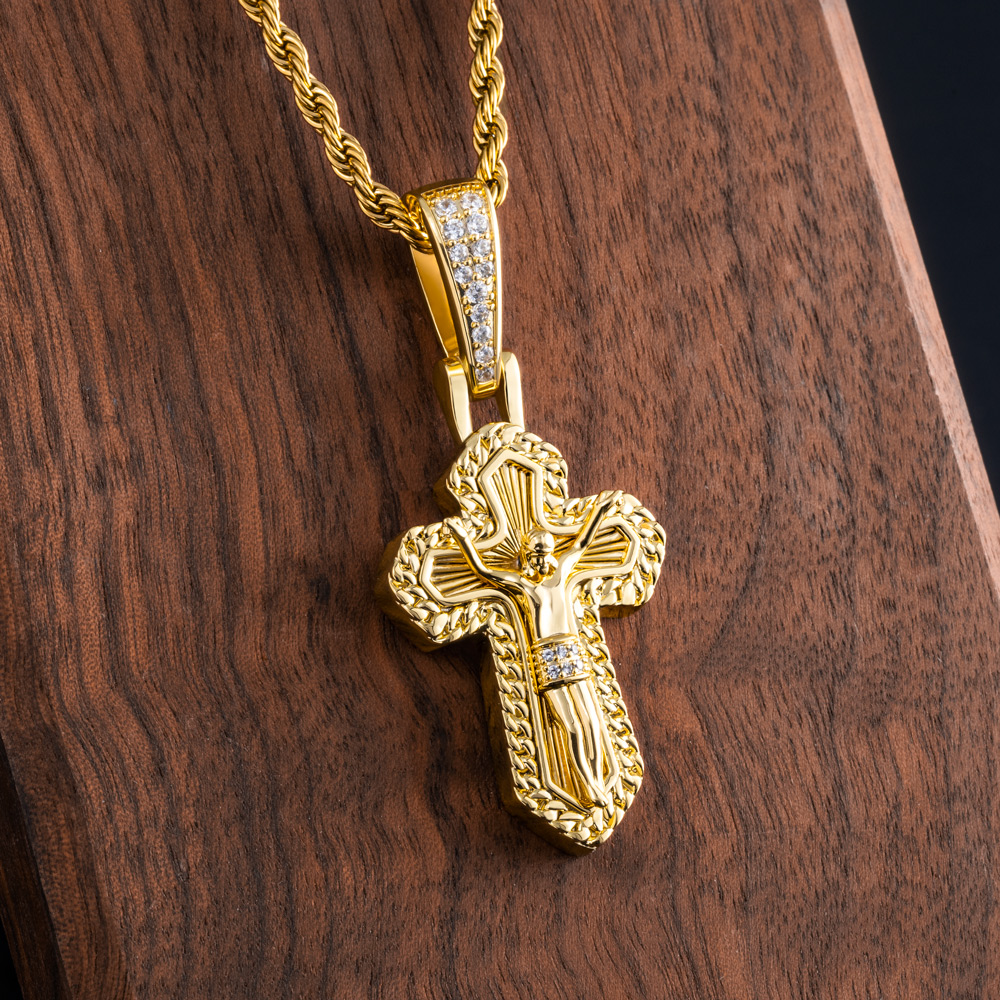 Ice Crucifix Cross Pendant