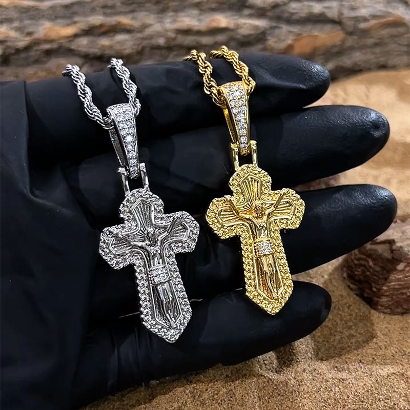 Ice Crucifix Cross Pendant