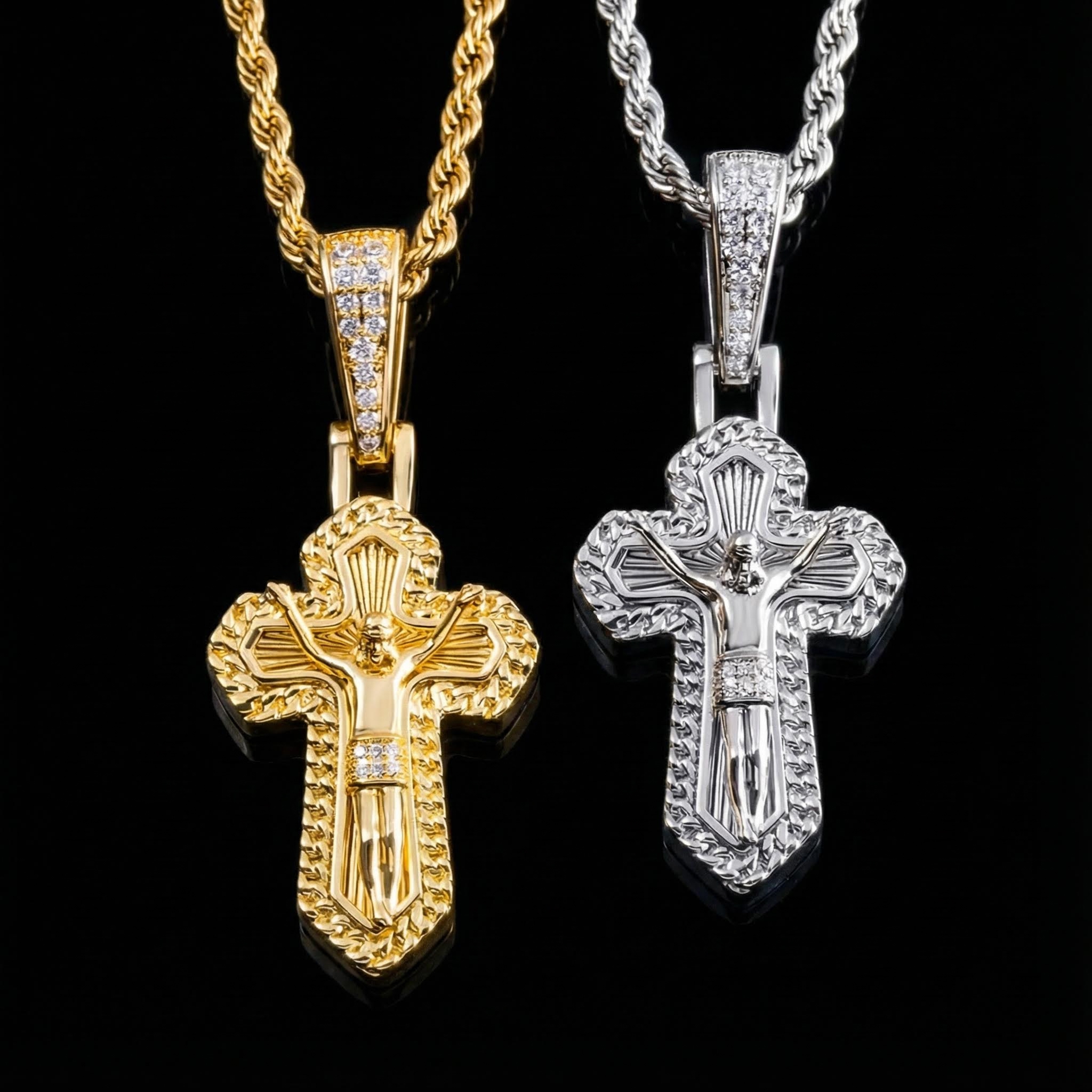 Ice Crucifix Cross Pendant