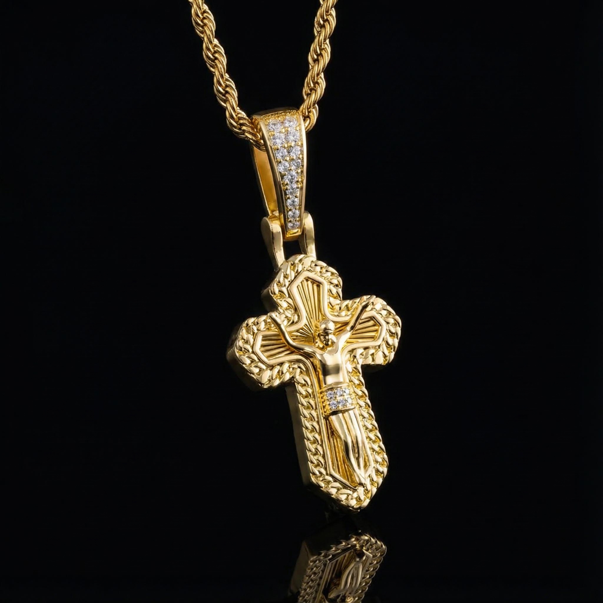 Ice Crucifix Cross Pendant