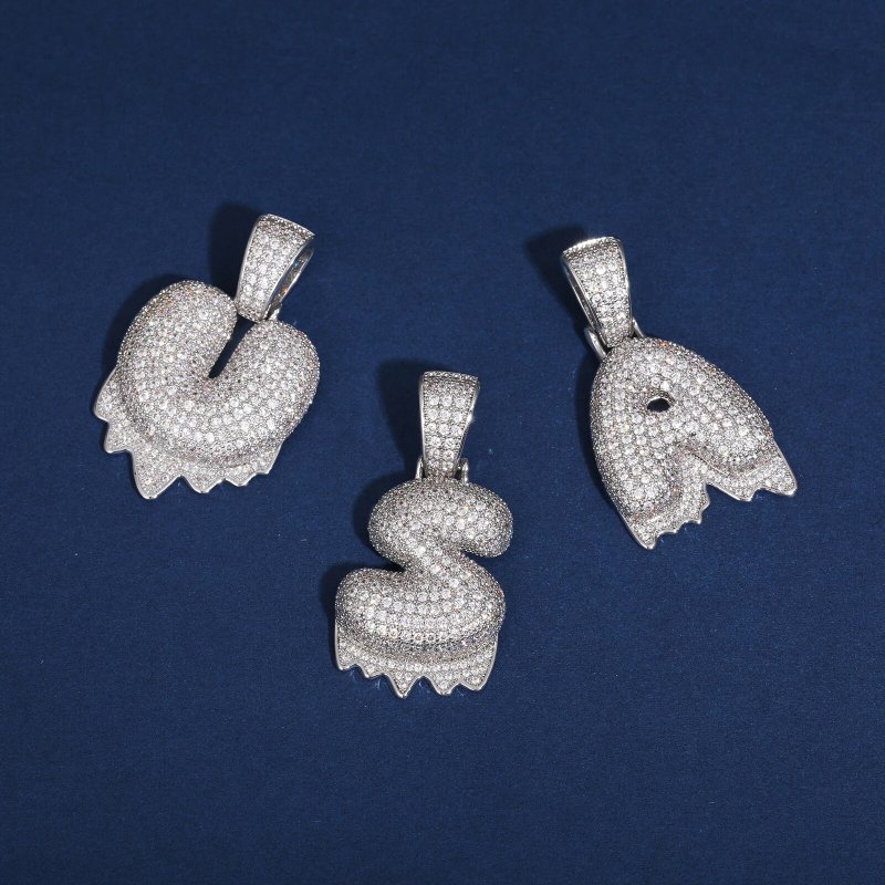 Iced Bubble Initial Letter Drip Pendant