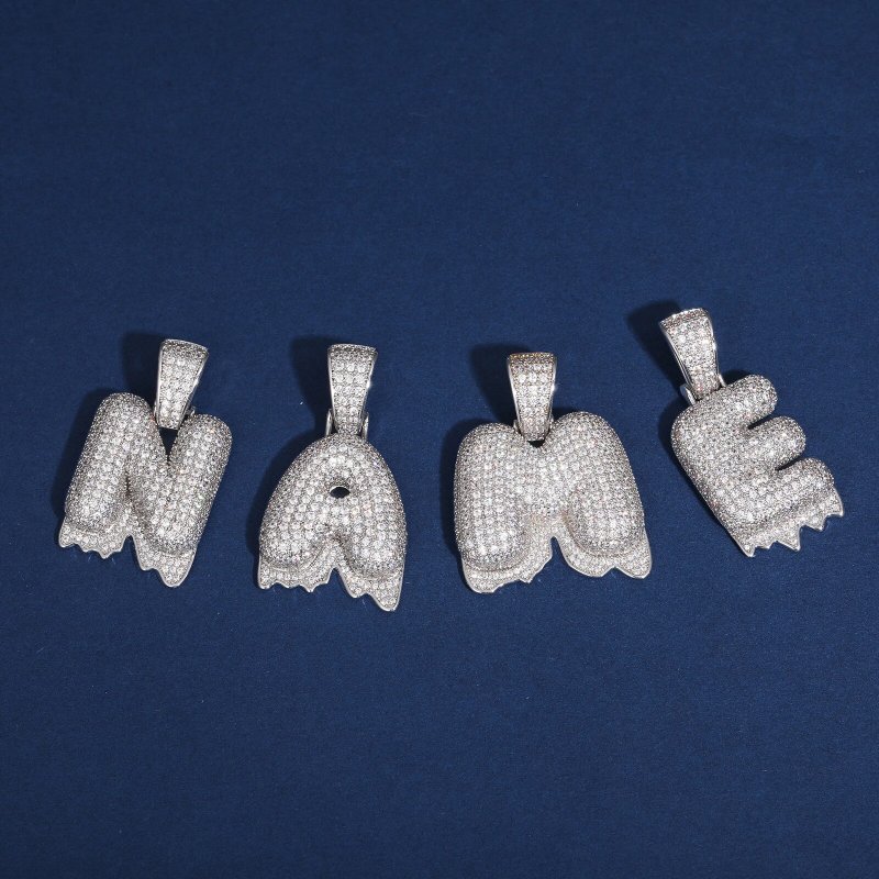 Iced Bubble Initial Letter Drip Pendant