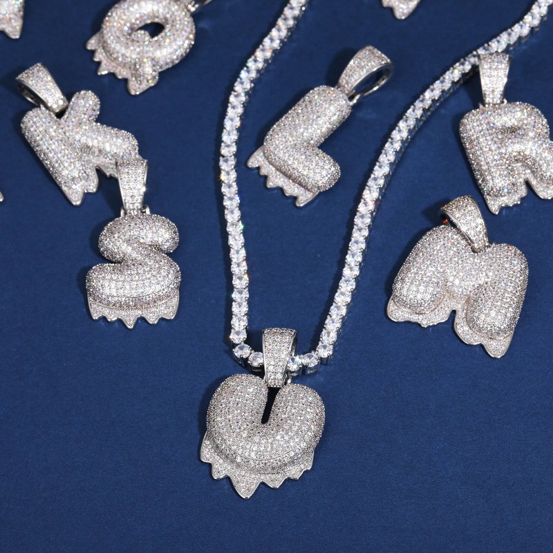 Iced Bubble Initial Letter Drip Pendant
