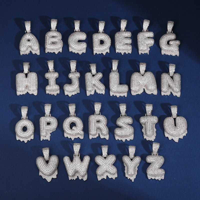 Iced Bubble Initial Letter Drip Pendant
