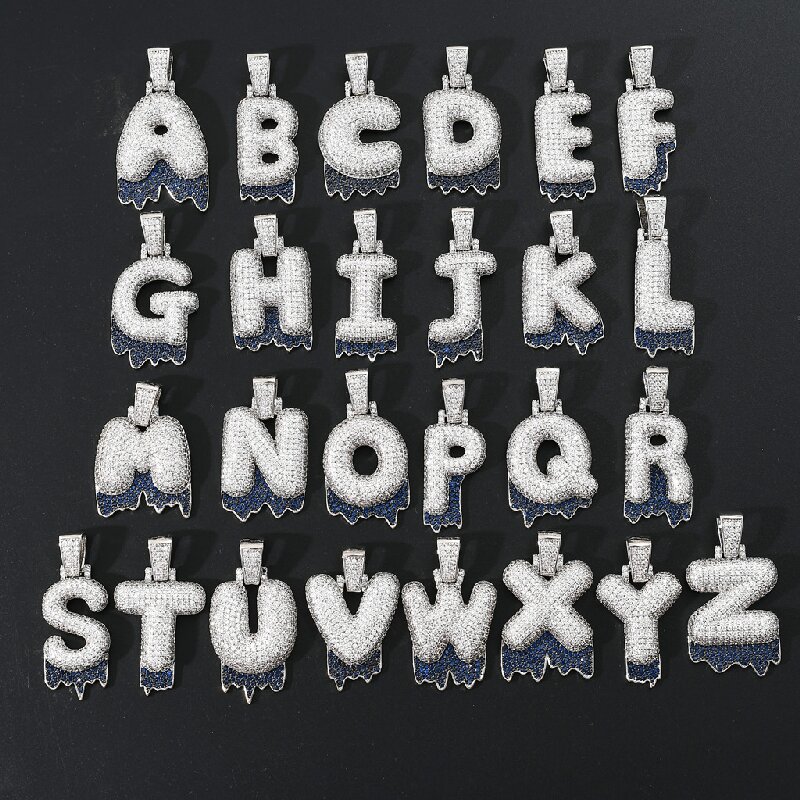 Iced Bubble Initial Letter Drip Pendant
