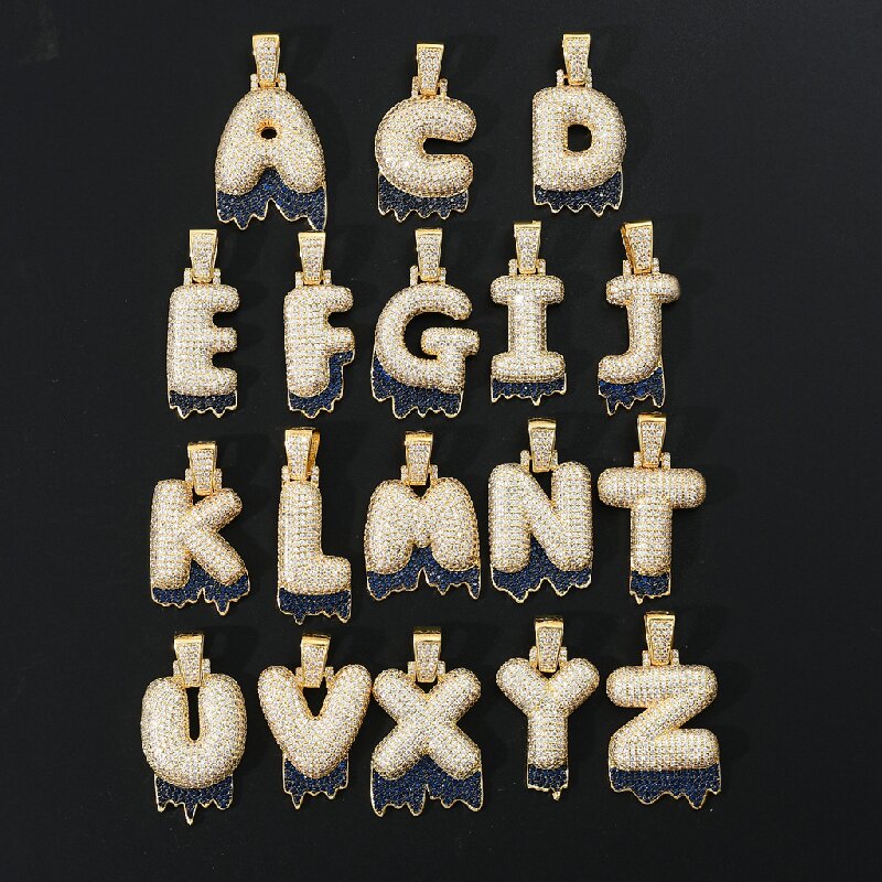 Iced Bubble Initial Letter Drip Pendant