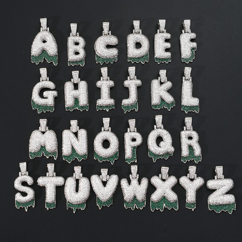 Iced Bubble Initial Letter Drip Pendant