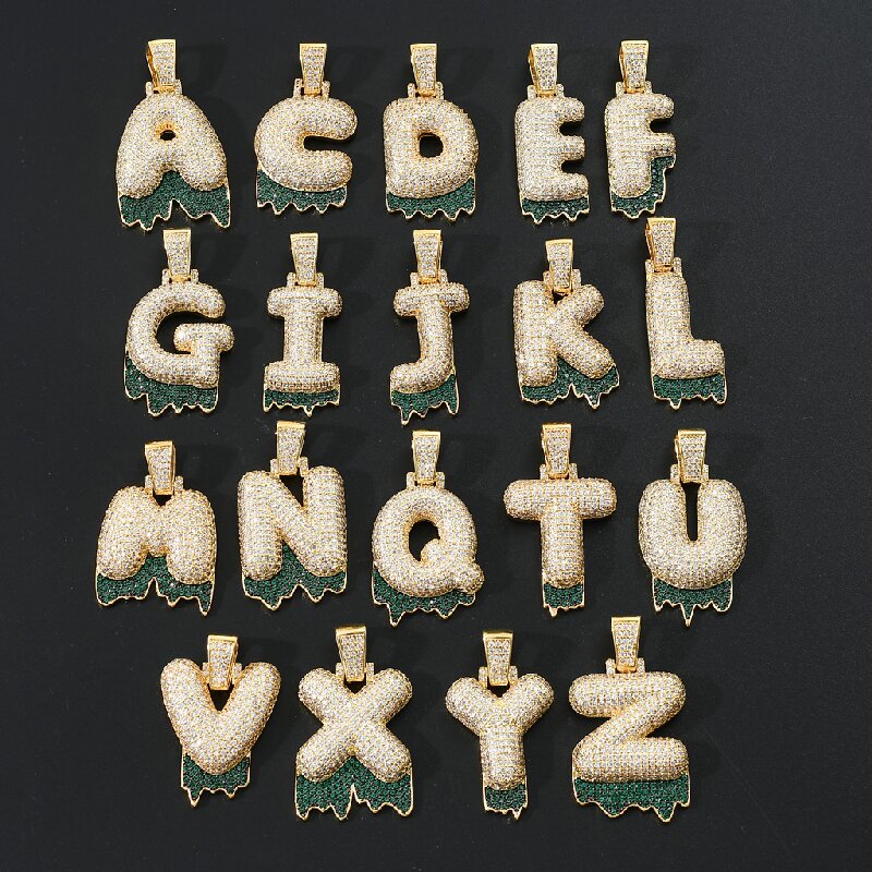 Iced Bubble Initial Letter Drip Pendant