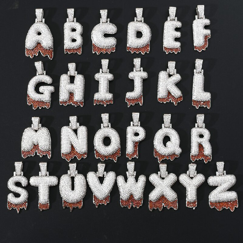 Iced Bubble Initial Letter Drip Pendant