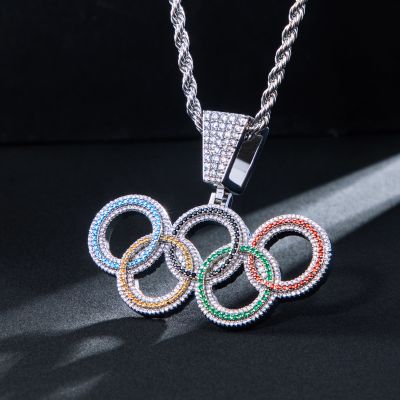 Micro Paved 2024 Olympic Rings Pendant