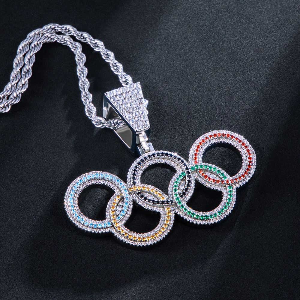 Micro Paved 2024 Olympic Rings Pendant