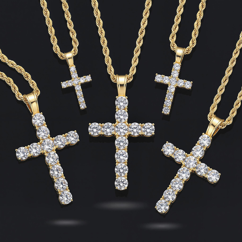 Round Cut Diamonds Cross Pendant in White Gold Round Cut Diamonds Cross Pendant in White Gold