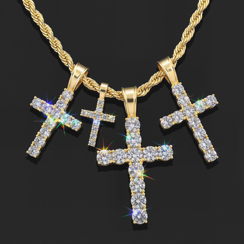 Round Cut Diamonds Cross Pendant in White Gold Round Cut Diamonds Cross Pendant in White Gold