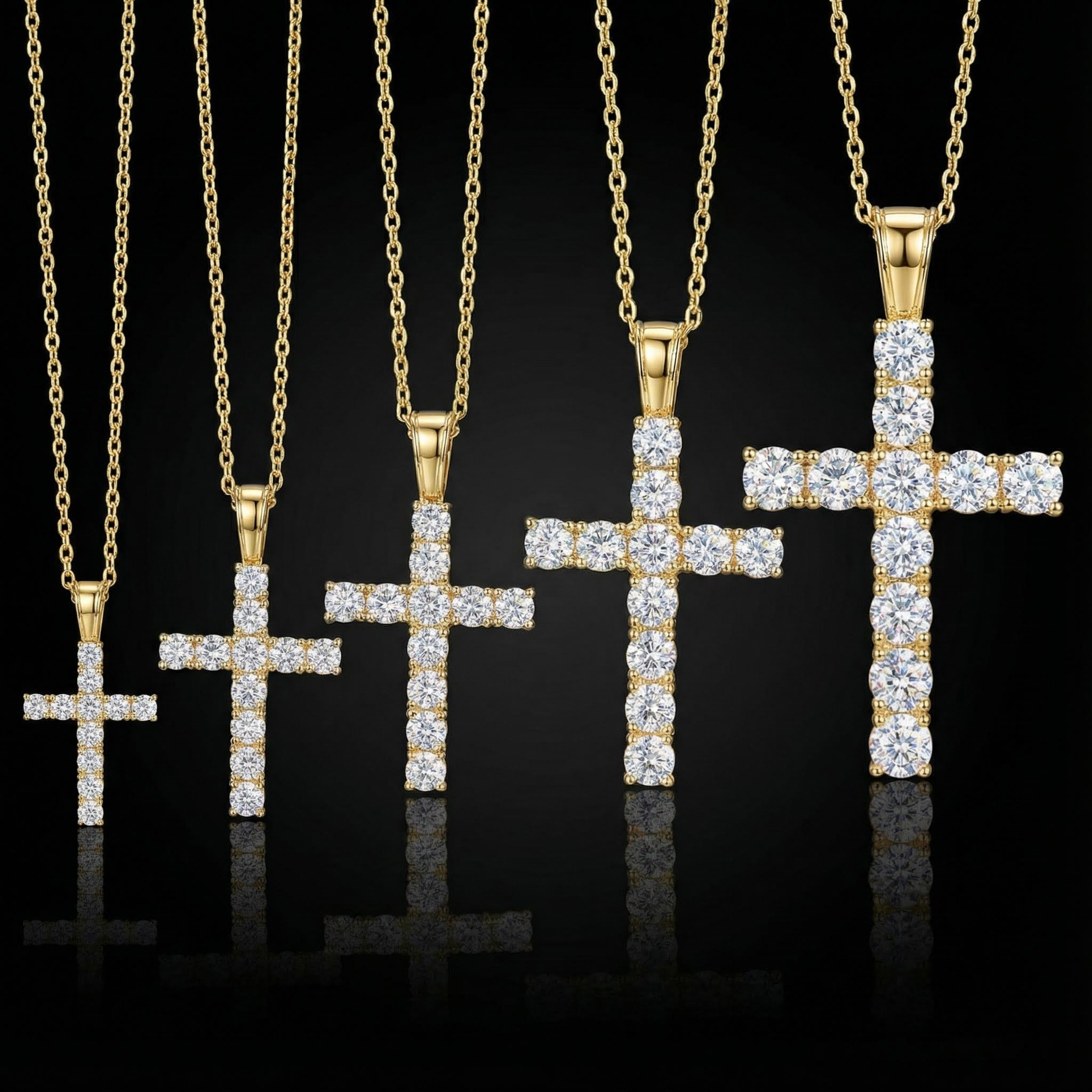 Round Cut Diamonds Cross Pendant in Gold