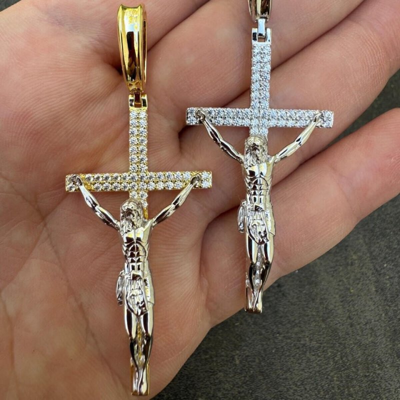 Iced Jesus On Cross Pendant