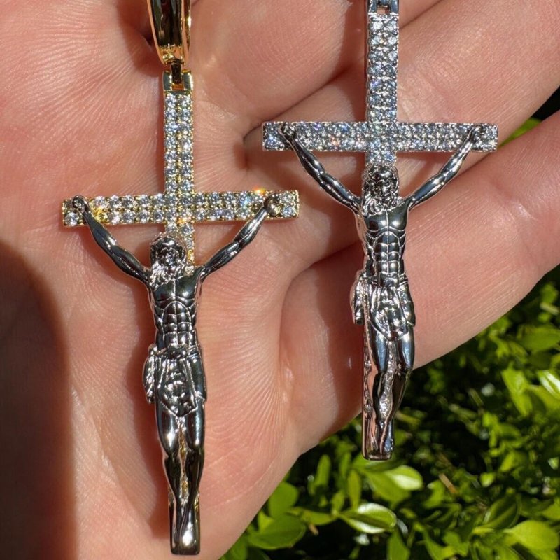 Iced Jesus On Cross Pendant