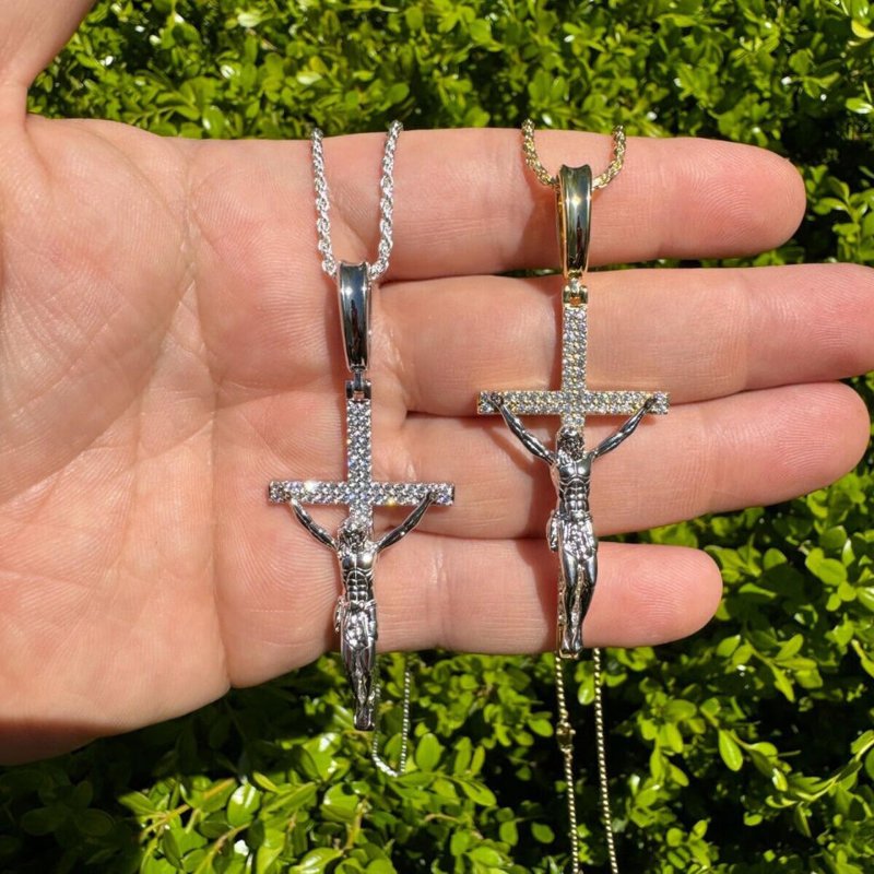 Iced Jesus On Cross Pendant