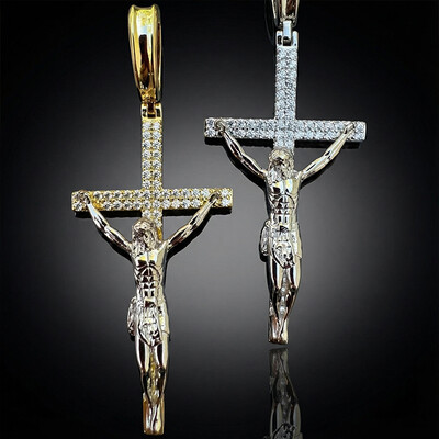 Iced Jesus On Cross Pendant