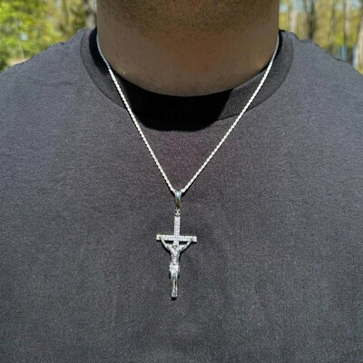 Iced Jesus On Cross Pendant