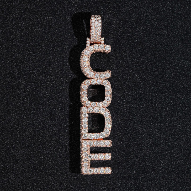 Iced Custom Vertical Letter Pendant