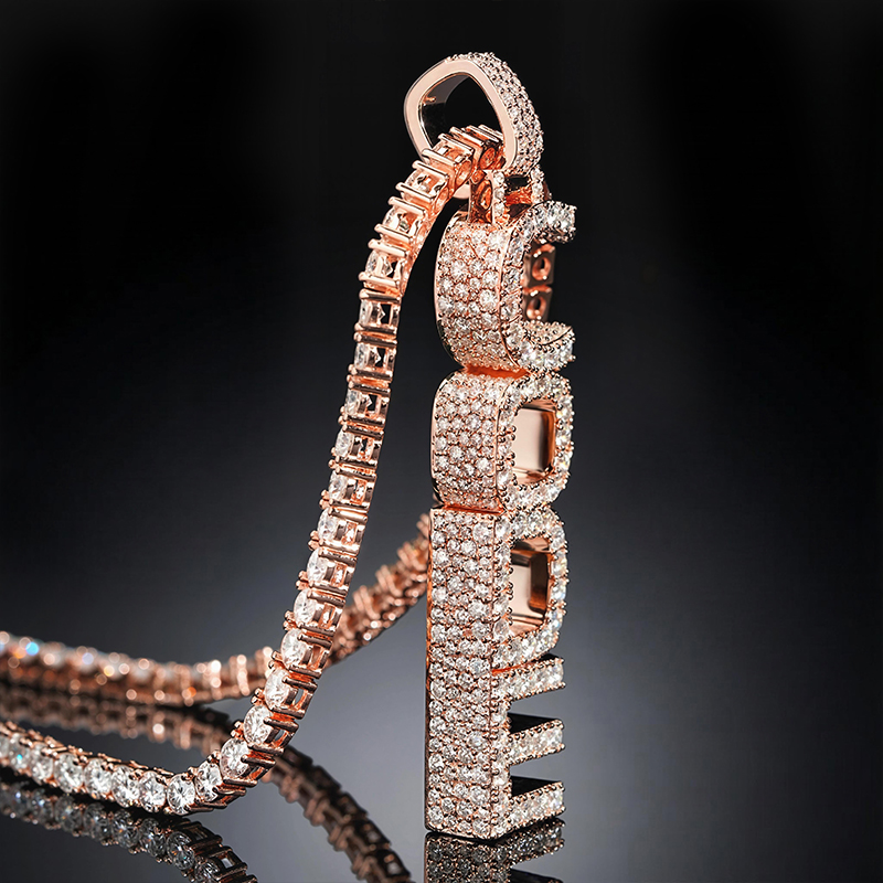 Iced Custom Vertical Letter Pendant Iced Custom Vertical Letter Pendant