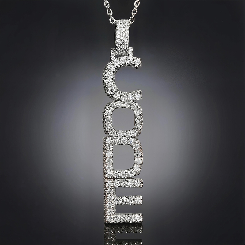 Iced Custom Vertical Letter Pendant Iced Custom Vertical Letter Pendant