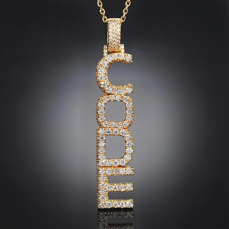 Iced Custom Vertical Letter Pendant Iced Custom Vertical Letter Pendant