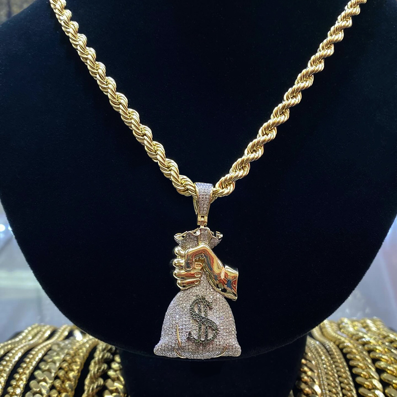 Paved Holding Money Bag Pendant