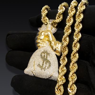 Paved Holding Money Bag Pendant