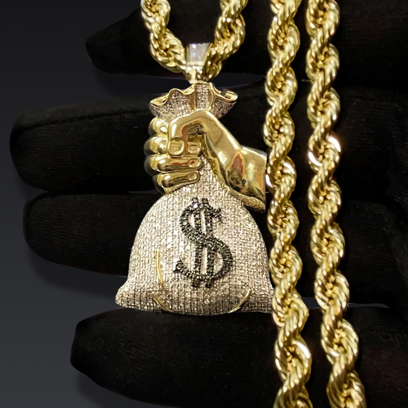 Paved Holding Money Bag Pendant