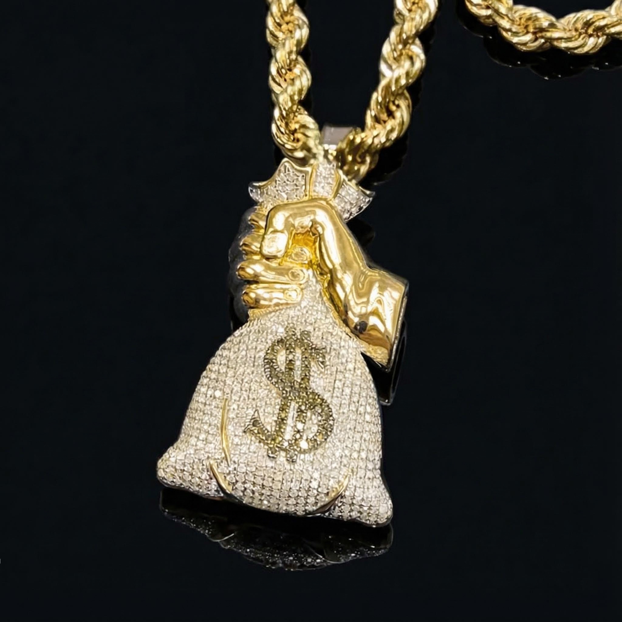 Paved Holding Money Bag Pendant