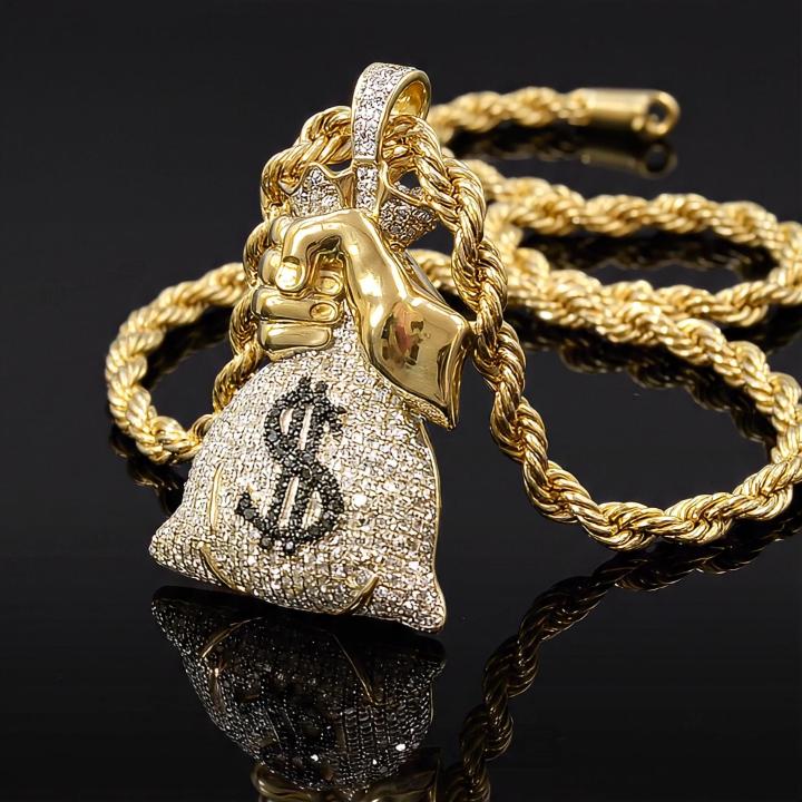 Paved Holding Money Bag Pendant Paved Holding Money Bag Pendant