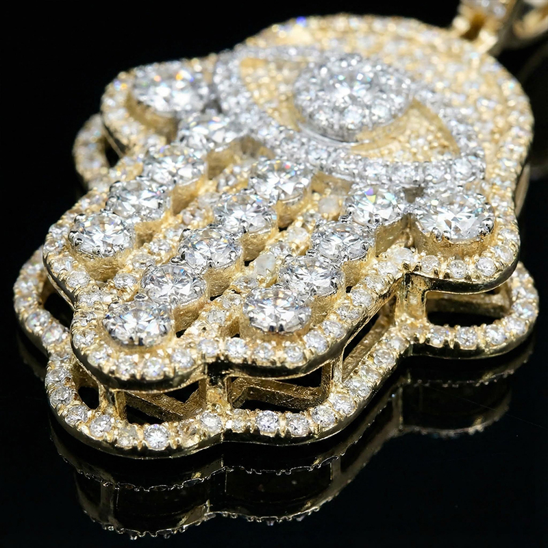 Iced Hand of Fatima Evil Eye Pendant Iced Hand of Fatima Evil Eye Pendant