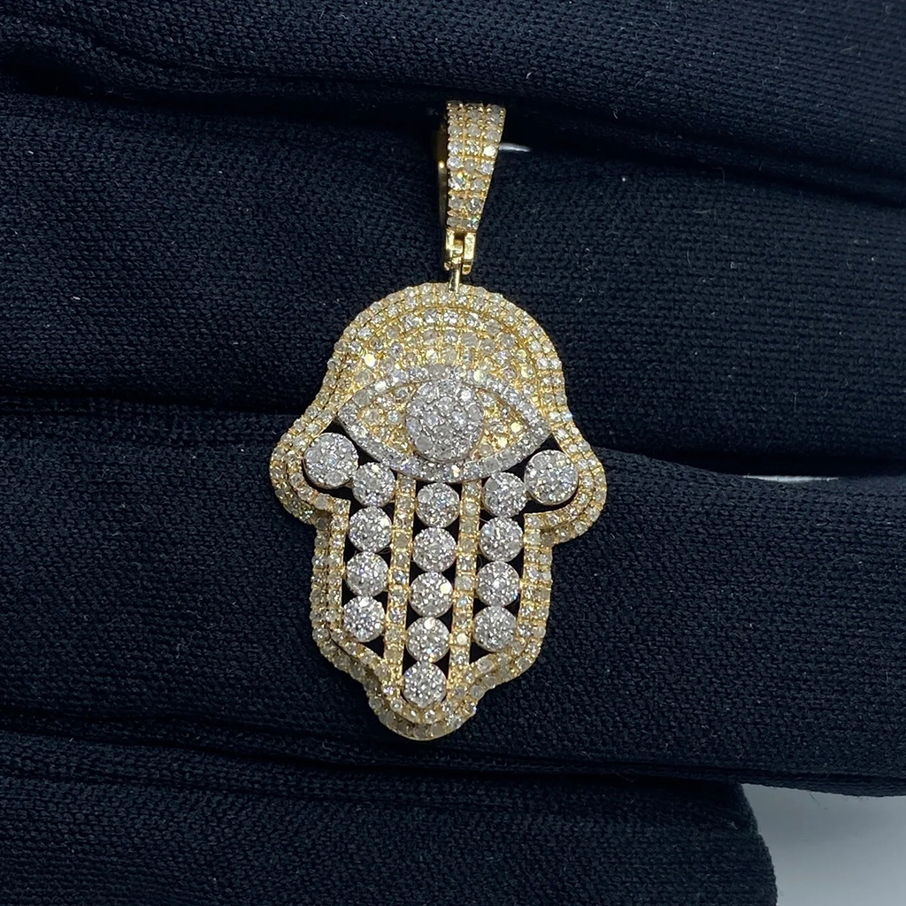 Iced Hand of Fatima Evil Eye Pendant Iced Hand of Fatima Evil Eye Pendant