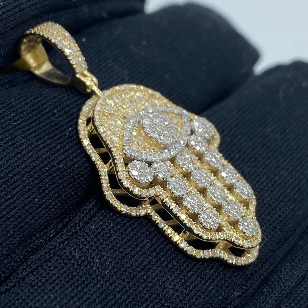 Iced Hand of Fatima Evil Eye Pendant Iced Hand of Fatima Evil Eye Pendant