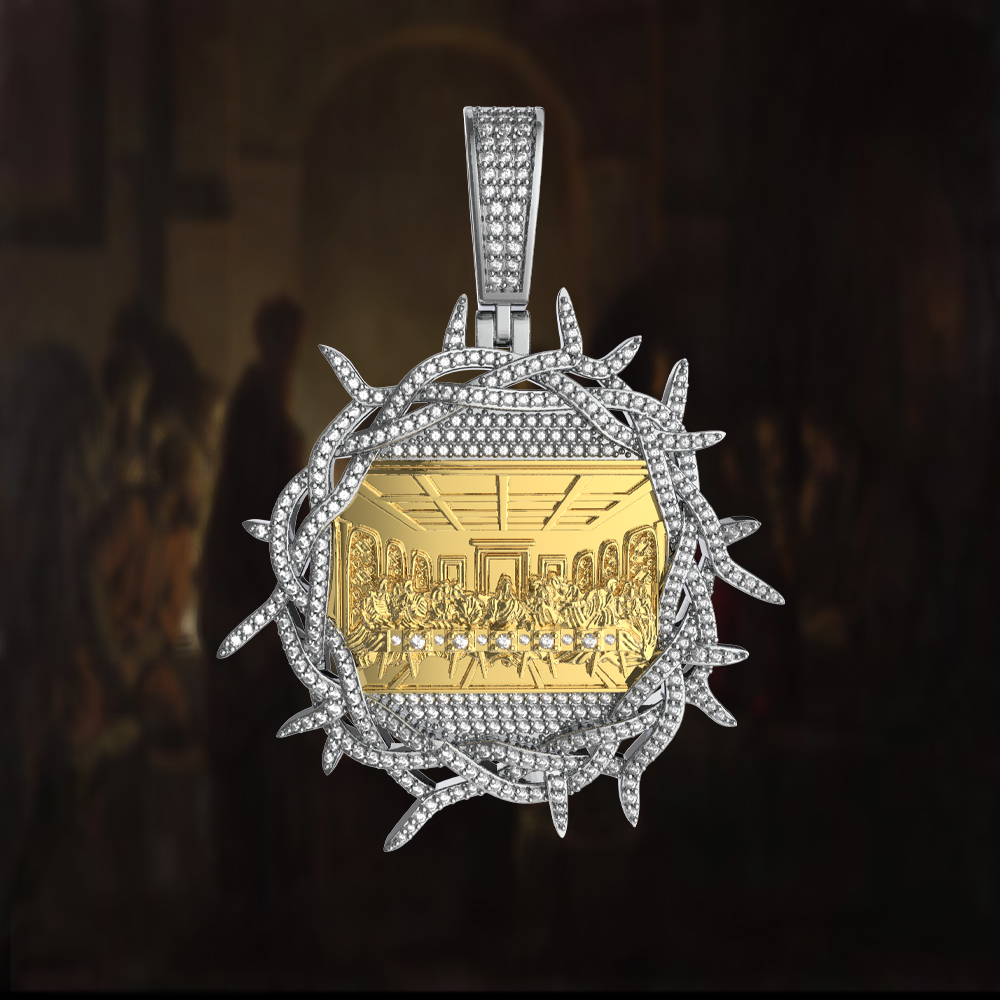 Iced Crown of Thorns Last Supper Pendant