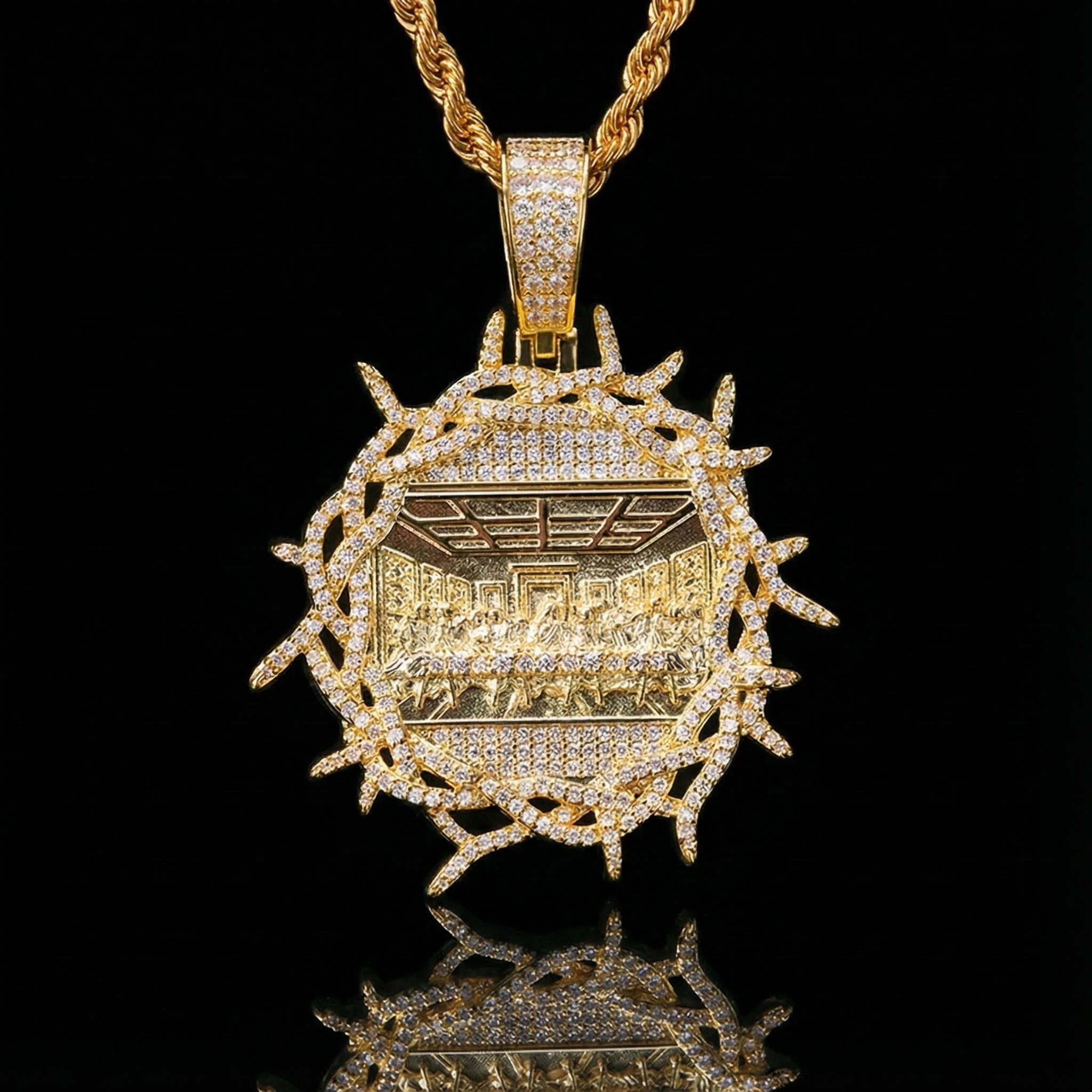 Iced Crown of Thorns Last Supper Pendant