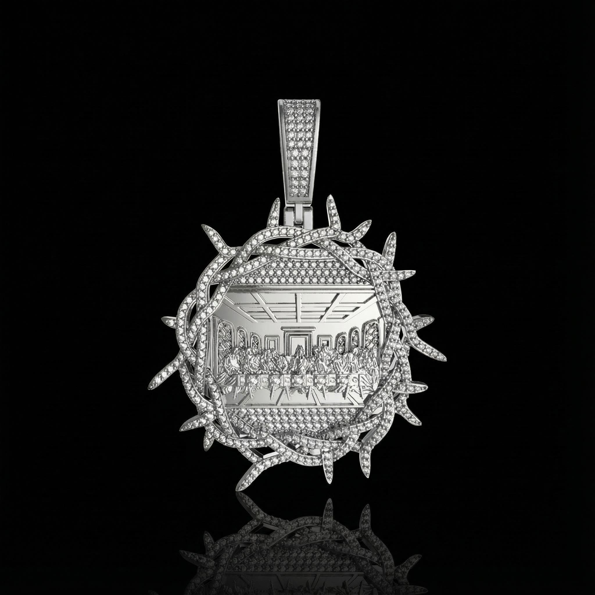 Iced Crown of Thorns Last Supper Pendant